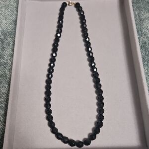 Elegant Black Glass Beaded Necklace